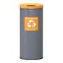 Trash can ALDA EKO, 45l, for segregation: metal and plastic, color coated steel, yellow lid, gray