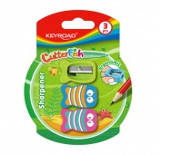 Plastic sharpener KEYROAD CUTTER FISH, single, diameter: 8mm, 3 pcs, blister pack