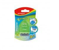 Plastic sharpener with eraser KEYROAD ROCKY-DOCKY, single, with waste container, diameter: 8mm, blister pack