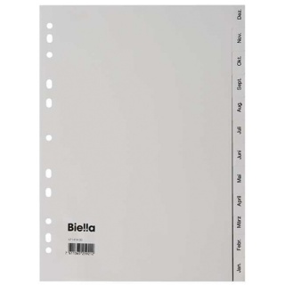 Index dividers, A4, PP, divided into months, gray