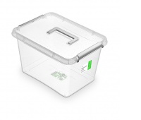 Antibacterial container ORPLAST Nanobox, with hand, 15,5l, transparent