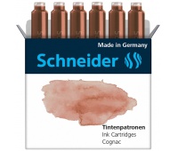 Naboje do piór SCHNEIDER, 6 szt., cognac / ciemnobrązowy