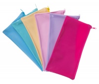 Pencil case GIMBOO sachet, flat, PVC, 22x11 cm, 280 MIC, mix of pastel colors