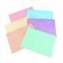 Envelope folder, PP, A4, 235 x 328 x 0.18 mm, with a clasp, display, pastel mix