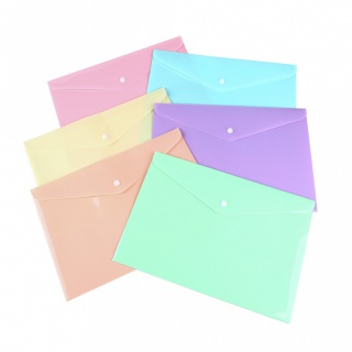 Envelope folder, PP, C5, 185 x 238 x 0.18 mm, with a clasp, display, pastel mix