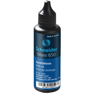 Tusz uzupełniający SCHNEIDER Maxx 650, 50 ml, niebieski, Markery, Artykuły do pisania i korygowania