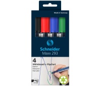 Zestaw markerów do tablic SCHNEIDER Maxx 293, 2-5 mm, 4 szt., pudełko z zawieszką, mix kolorów