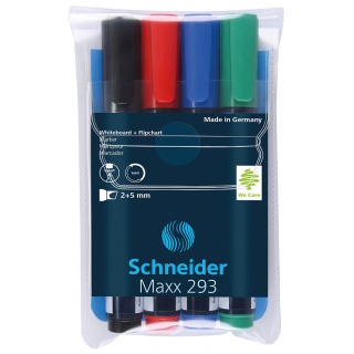 Boardmarker set SCHNEIDER Maxx 293, 2-5mm, 4 pieces, color mix