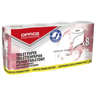 Toilet paper cellulose OFFICE PRODUCTS,  2-ply,  150 sheets,  15m,  8pcs.,  white