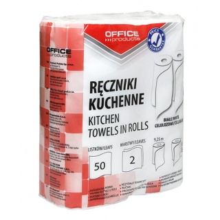 Kitchen towels, cellulose, OFFICE PRODUCTS, 2-ply, 50 sheets, 9.25 m, 2pcs., white