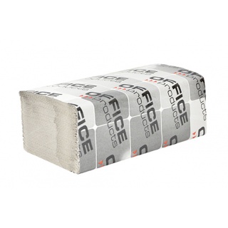 Ręczniki składane ZZ makulaturowe ekonomiczne OFFICE PRODUCTS, 1-warstwowe, 4000 listków, 20szt., szare, Ręczniki papierowe i dozowniki, Artykuły higieniczne i dozowniki