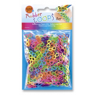 RUBBER LOOPS bands, eight-shaped, 500 pcs, assorted colours