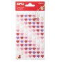 Stickers, APLI, felt, hearts, 84 pieces, assorted colours