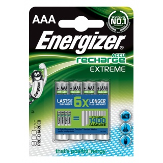 Rechargeable battery, ENERGIZER Extreme, AAA, HR6, 1.2V, 800mAh, 4 pcs