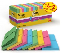 Karteczki samoprzylepne POST-IT® Super  Sticky Z-Notes (R330-SS-VP16), 76x76mm, 90 kart./bloczek, 14+2 bloczki, mix kolorów
