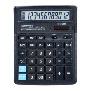 Office calculator DONAU TECH, 12 digits. display, dim. 190x143x40 mm, black, Calculators, Office appliances and machines