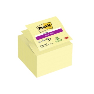 Post-it® Super Sticky Pop-up Notes, 4" x 4", Canary Yellow, Lined, 90 Sheets/Pad, 5 Pads/Pack, Self-adhesive pads, Paper and labels