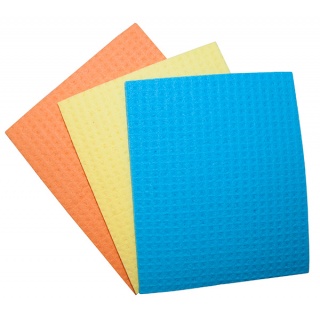 Cleaning sponge cloth, OFFICE PRODUCTS, cellulose, 18x16cm, 3 pcs, assorted colours