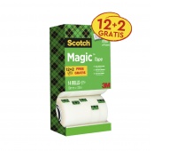 Taśma biurowa SCOTCH® Magic™ (8-1933R14 TPR), matowa, 19mm, 33m, 12szt., 2 rolki GRATIS