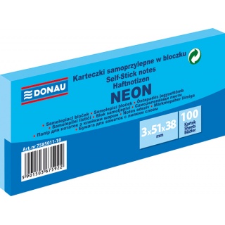 Self-adhesive pad, DONAU, 51x38mm, 3x100 sheets, neon, blue
