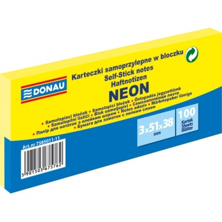 Self-adhesive pad, DONAU, 51x38mm, 3x100 sheets, neon, yellow