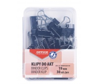 Klipy do dokumentów OFFICE PRODUCTS, 19mm, 30szt., w pudełku, czarne