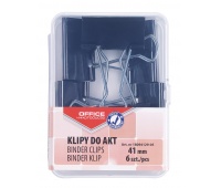 Klipy do dokumentów OFFICE PRODUCTS, 41mm, 6szt., w pudełku, czarne