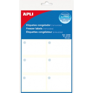 APLI labels for freezer, pad, 10 sheets, 60 labels, white