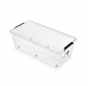 Storage container MOXOM Simple box, 55l, with wheels, transparent