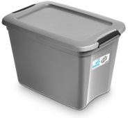 MOXOM RobuStore storage container, 115 l, with clips, gray