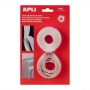 Adhesive tape APLI, with Velcro, 20 mm x 1 m, 2 pcs, white, blister