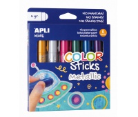 Farby w sztyfcie APLI, color sticks METALIC, 6x6 g. mix kolorów