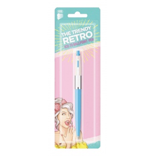 ICO Retro 70'C retractable ballpoint pen, Pastel, blister, ink color: blue, assorted colors
