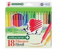 ICO 300 Fibrepen, antibacterial, 18 pcs, eurohole, assorted colors