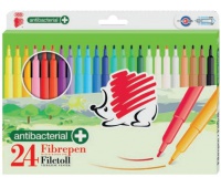 ICO 300 Fibrepen, antibacterial, 24 pcs, eurohole, assorted colors