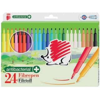 Flamastry ICO 300 Fibre Pen, antybakteryjne, 24 szt., zawieszka, mix kolorów, Flamastry, Artykuły do pisania i korygowania