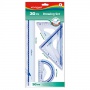 Geometric set KEYROAD, with 30cm ruler, pendant, transparent, Rulers, Set Squares, Protractors, Writing and correction products
