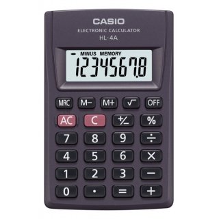 Pocket calculator CASIO HL-4A-B, 8 digits, 56x87mm, black, Calculators, Office appliances and machines