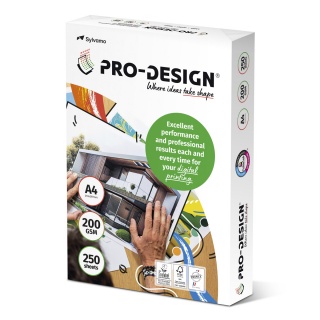 Papier ksero PRO-DESIGN FSC, satynowany, klasa A++, A4, 168CIE, 200gsm, 250 ark., Papier do kopiarek, Papier i etykiety