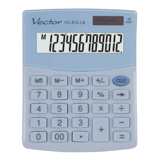 Office calculator VECTOR KAV VC-812, 12 digits, 101x124mm, light blue, Calculators, Office appliances and machines