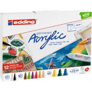 Marker akrylowy /125 EDDING, 12 kolorów, Markery, Artykuły do pisania i korygowania