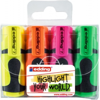 Highlighter mini e-7 EDDING, 1-3mm, set 4, color mix