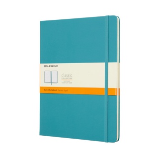 MOLESKINE Classic XL Notebook (19x25cm), ruled, hard cover, reef blue, 192 pages, blue