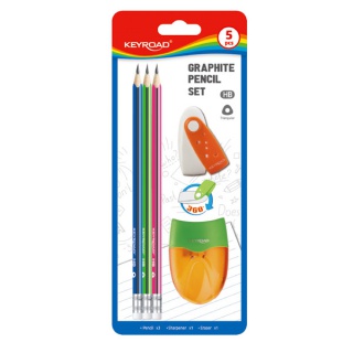 Zestaw szkolny KEYROAD Pencil Set, 5 elementów, blister, mix kolorów, Plastyka, Artykuły szkolne