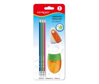 KEYROAD school set, 5 items, blister, assorted colors