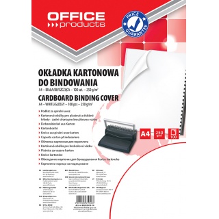 Binding covers, OFFICE PRODUCTS, cardboard, A4, 250 gsm, 100 pcs, glossy, white