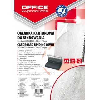 Binding covers, OFFICE PRODUCTS, cardboard, A4, 250 gsm, 100 pcs, leather-like, white