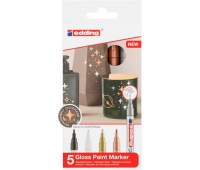 Marker gloss paint e-751 EDDING, 1-2mm, set 5, color mix