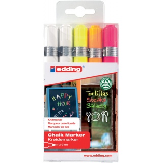 Marker chalk e-4095 EDDING, 2-3mm, set 5, color mix