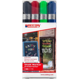 Marker kredowy e-4095 EDDING, 2-3 mm, 4 szt., mix kolorów, Markery, Artykuły do pisania i korygowania